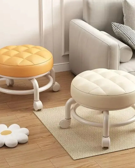 Pulley, Low Stool, Universal Wheel, Small Stool, Seat with Wheels, CHILDREN'S Multi-functional Shoe Changing Stool, round Stool