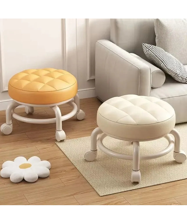 Pulley, Low Stool, Universal Wheel, Small Stool, Seat with Wheels, CHILDREN'S Multi-functional Shoe Changing Stool, round Stool