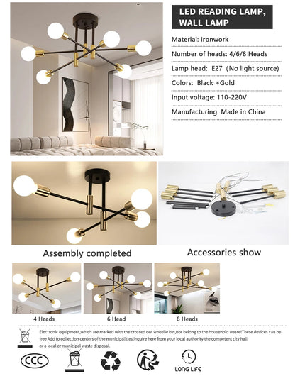 Chandeliers Retro Lighting Fixture Decoration Light Lustre Hanging Lamps Pendant Ceiling Led Chandelier Lamp Dinning Room Luxury
