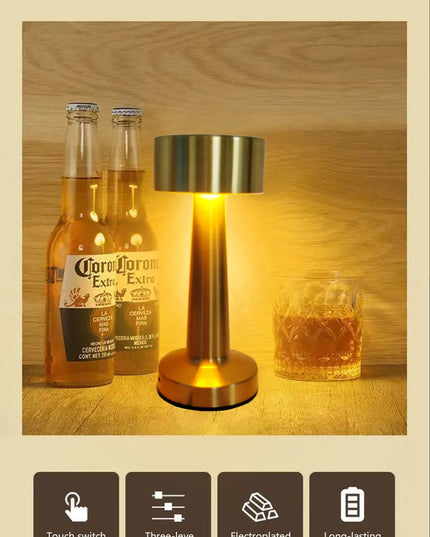 Rechargeable Led Table Lamp Retro Night Light Desk Bar Coffee Dining Room Home Decor Wireless 3 Colors Dimmable Touch Switch