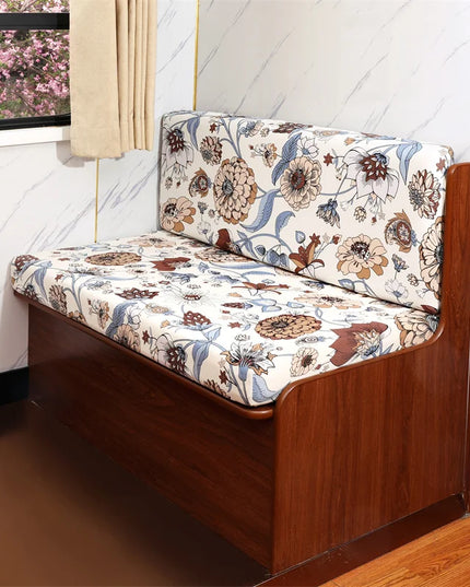 2pcs/set Flowers Printed RV Dinette Cushions Covers Elastic Spandex Sofa Cover Outdoor Camper Car Bench Protector Cover Home