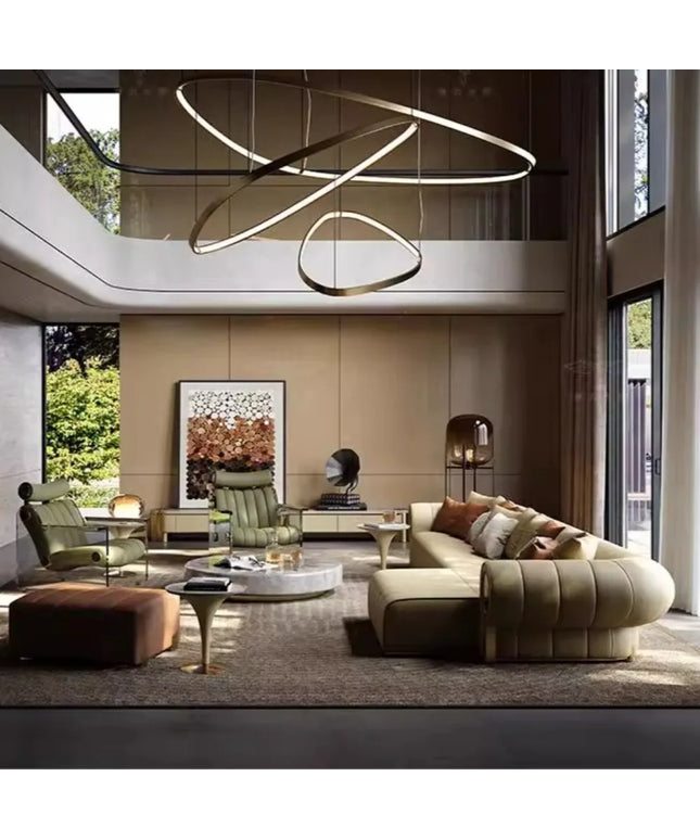 Italian Leather Living Room Sofas Minimalist Luxury Modern Design Sofa Multifunctional Elegant Meuble De Salon Home Furniture