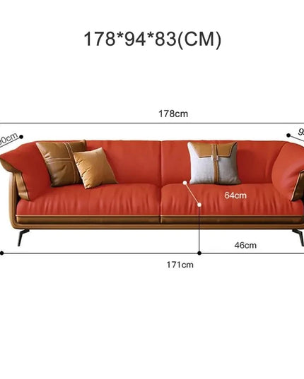 Modern Minimalist Living Room Leather Sofa  Apartment Furniture Set Combination Wtih Customzied Color