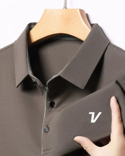 2025 new men's golf jersey summer collar, loose, elastic, quick drying and moisture absorption