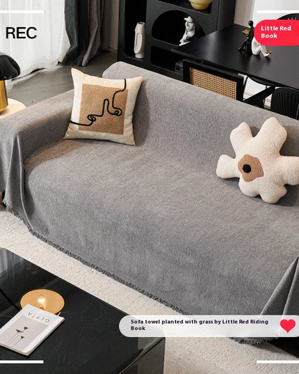 Home Sofa Cover With Tassel Living Room Sofas Blanket Cover Sofa Cover Seat 3 Seater Sofa Blanket Cover Beige