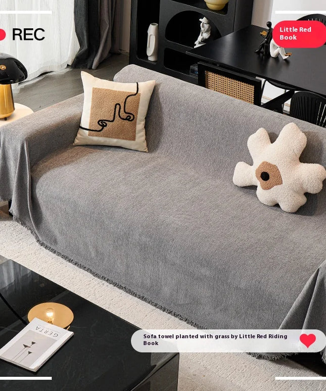 Home Sofa Cover With Tassel Living Room Sofas Blanket Cover Sofa Cover Seat 3 Seater Sofa Blanket Cover Beige