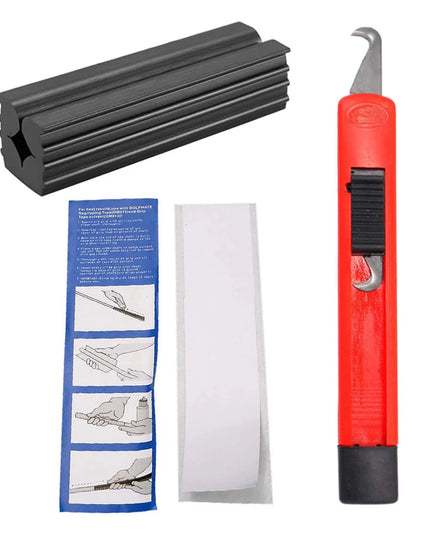 Complete Golf Club Grip Repair Kit with 13 Grip Tape Strips Rubber Clamp and Hook Blade for Easy Regripping