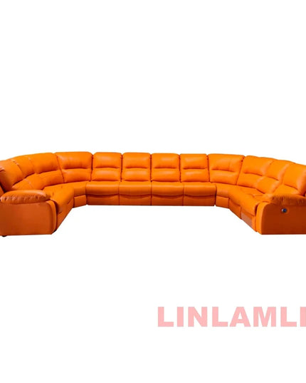 Luxury Oversized Sectional Recliner Sofa with Chaise Lounge – Home Electric Theater Seating, Genuine Leather – for Cinema Room
