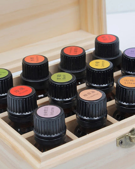 Essential Oil Wooden Storage Box 12/25 Slots Carry Organizer Essential Oil Bottles Aromatherapy Container Storage Box Case
