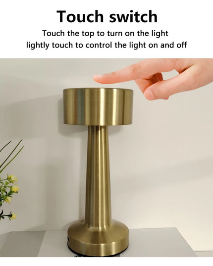 Rechargeable Led Table Lamp Retro Night Light Desk Bar Coffee Dining Room Home Decor Wireless 3 Colors Dimmable Touch Switch