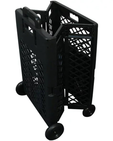 Grid trolley large-capacity plastic folding shopping cart four-wheel plastic folding luggage cart shopping trolley