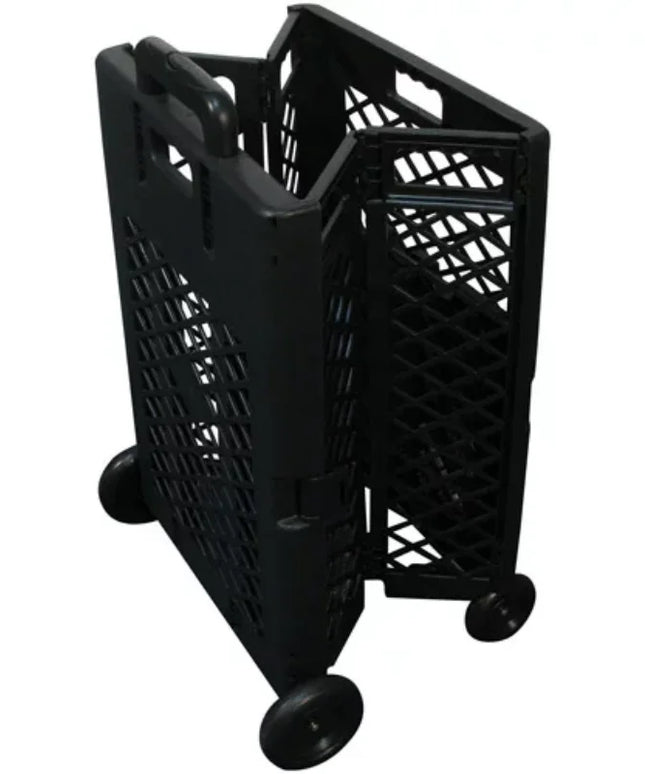 Grid trolley large-capacity plastic folding shopping cart four-wheel plastic folding luggage cart shopping trolley