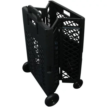 Grid trolley large-capacity plastic folding shopping cart four-wheel plastic folding luggage cart shopping trolley