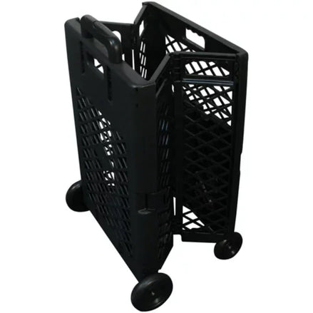 Grid trolley large-capacity plastic folding shopping cart four-wheel plastic folding luggage cart shopping trolley