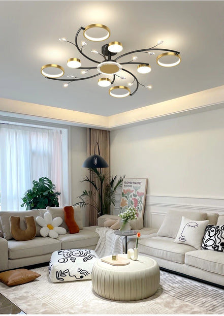 Modern Led Chandelier Gold Aluminum Luxury Pendant Lights For Living Room Bedroom Study Room K9 Crystal Decorative Lamps 90-260V