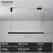 Modern LED linear chandelier for dining room office white bar pendant lights kitchen island lighting black minimalist lamp
