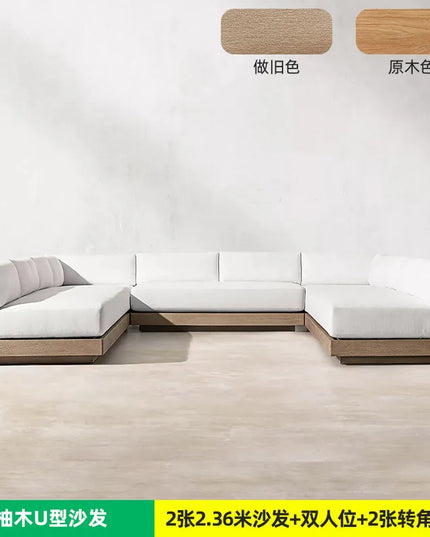 New Arrival Modern Design Outdoor Teak Sofa Combination Modern Teak Patio Garden Sofas Set Waterproof Villa Furniture
