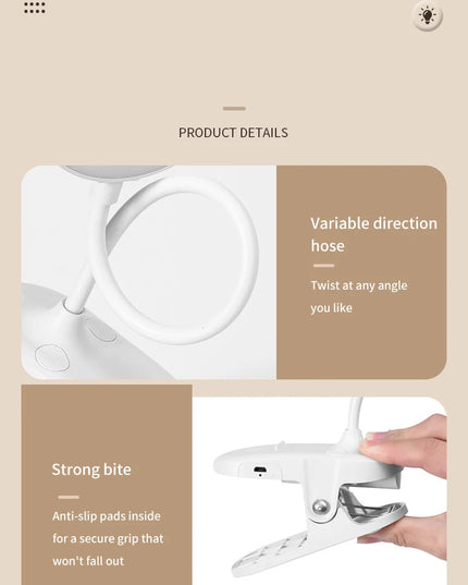 Led Table Lamp USB Rechargeable Night Light With Folding Clamp Study Stand Read Lamp Touch 3 Modes Dimming Eye Protection Light