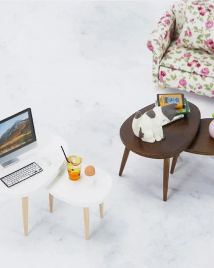 1 Set 1:12 Dollhouse Miniature Wooden Furniture Triangle Coffee Table Computer Desk Tea Model Living Room Home Decor Toy