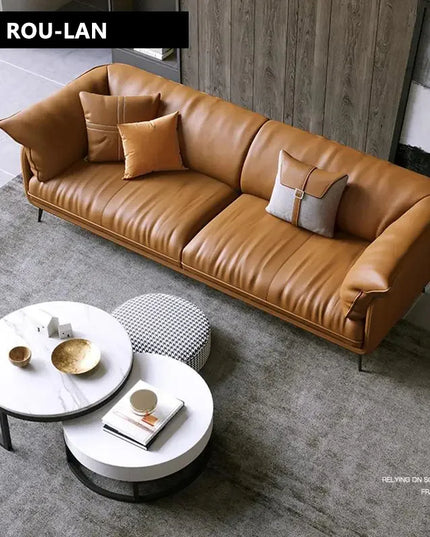 Modern Minimalist Living Room Leather Sofa  Apartment Furniture Set Combination Wtih Customzied Color
