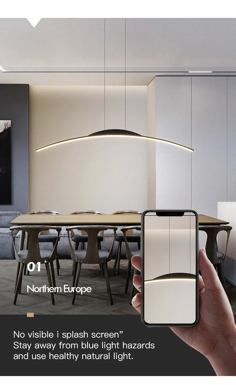 Modern LED Chandelier for Dining Room Kitchen Bar Living Bedroom Ceiling Pendant Lamp Black Simple Design Chandelier Light