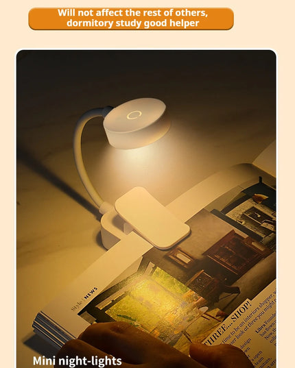 Rechargeable Portable LED Table Lamp Book Lights Adjustable Eye Protection Night Light Mini 360°Clip-On Reading Battery Desk Lam