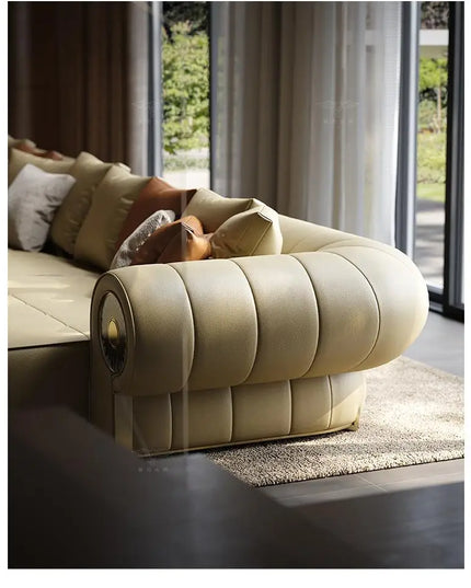 Italian Leather Living Room Sofas Minimalist Luxury Modern Design Sofa Multifunctional Elegant Meuble De Salon Home Furniture