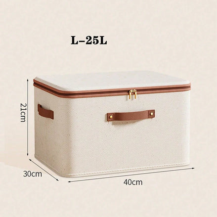 Foldable Clothes Storage Box, Closet Organizer Container with Handle and Zipper,Suitable for Wardrobe, Closet,Blanket (Washable)