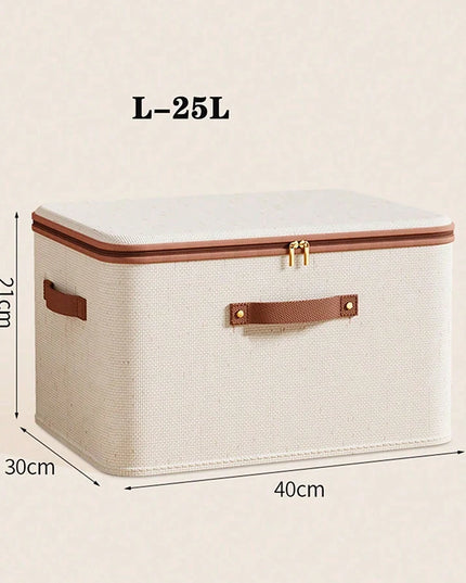 Foldable Clothes Storage Box, Closet Organizer Container with Handle and Zipper,Suitable for Wardrobe, Closet,Blanket (Washable)