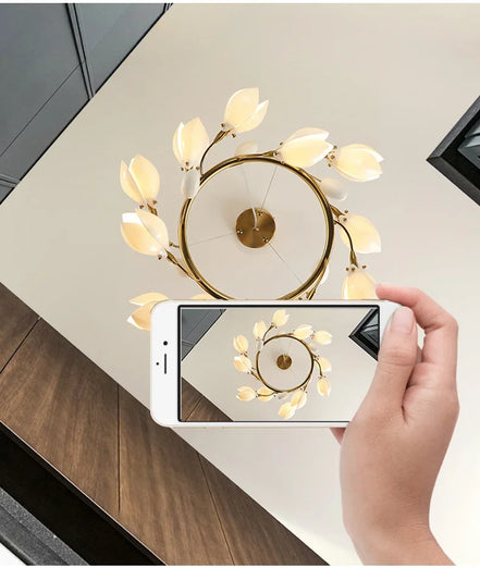 Modern Luxury French Creamy Wind Ceramic Chandelier Living Dining Room Bedroom Led Pendant Lamp Home Decor Hanging Light Fixture