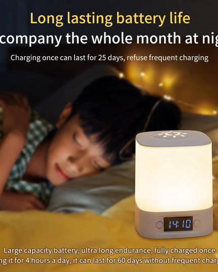 LED Night Lamp Rechargeable Table Lamp Clock Display Soft Sleeping Lamp Touch Switch Bedside Lamp for Bedroom Decor