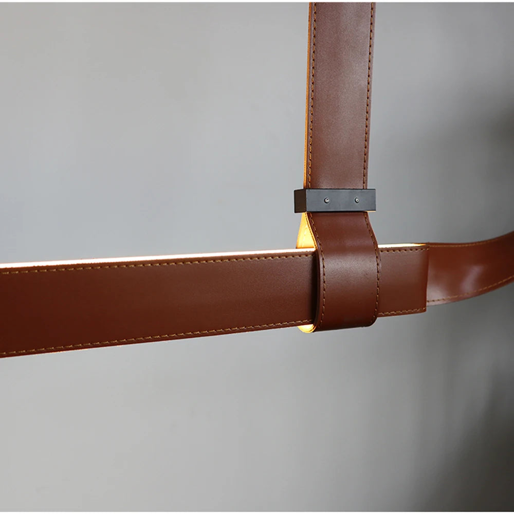 Modern LED Leather Chandelier Minimalist long chandelier For Living Room Kitchen Island Decor Dining Table Hanging Lamp fixtures