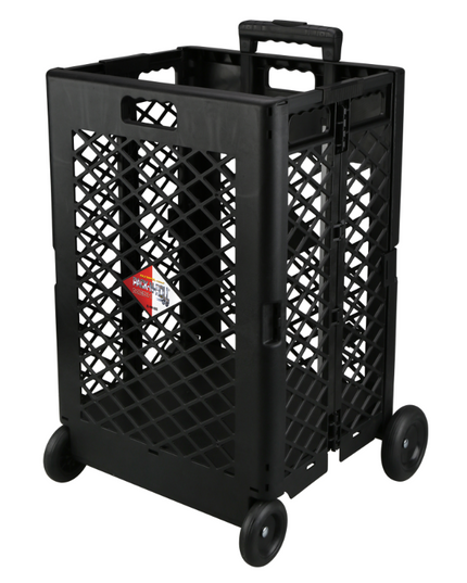 Grid trolley large-capacity plastic folding shopping cart four-wheel plastic folding luggage cart shopping trolley