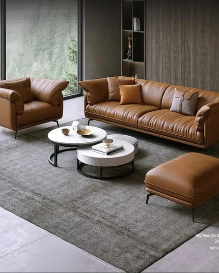 Modern Minimalist Living Room Leather Sofa  Apartment Furniture Set Combination Wtih Customzied Color