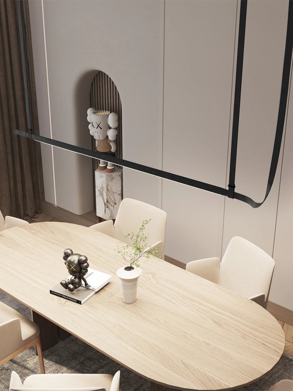 Modern LED Leather Chandelier Minimalist long chandelier For Living Room Kitchen Island Decor Dining Table Hanging Lamp fixtures