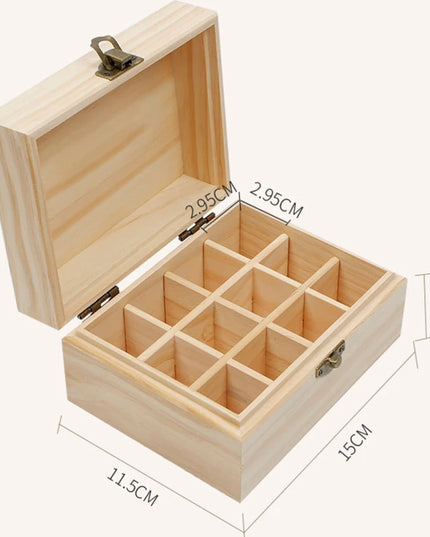 Essential Oil Wooden Storage Box 12/25 Slots Carry Organizer Essential Oil Bottles Aromatherapy Container Storage Box Case