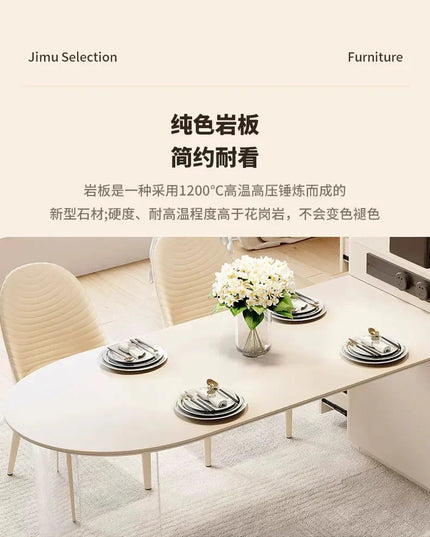 Kitchen Island with Extendable Dining Table Integrated Rolling Kitchen Storage Household with Slate Rack Cabinet for Kitchen
