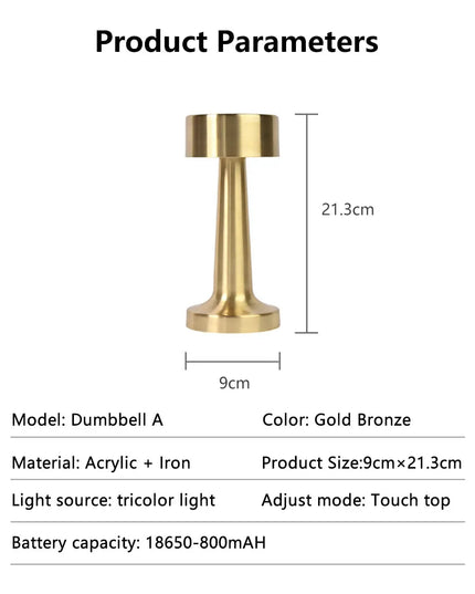 Rechargeable Led Table Lamp Retro Night Light Desk Bar Coffee Dining Room Home Decor Wireless 3 Colors Dimmable Touch Switch