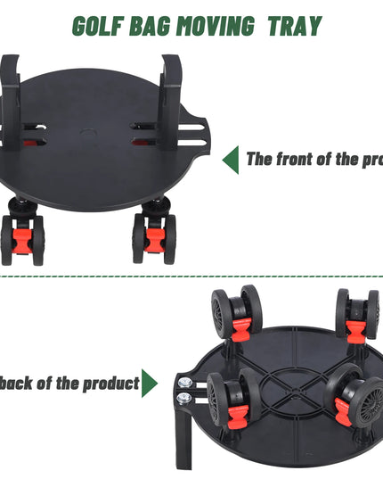 Universal Golf Bag Mobile Tray - Heavy-duty Rotating Wheel Trolley with Detachable Base Plate, Suitable for 8-10 Inch Golf Bags
