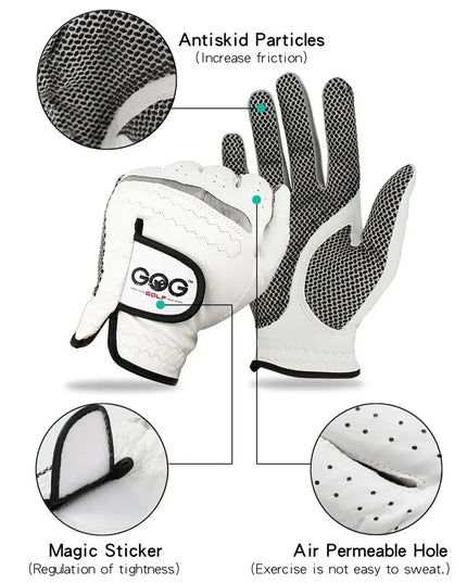Pack 1 Pc Golf Gloves Men's Left/Right Hand Soft Breathable Pure Sheepskin With Anti-slip Granules Golf Gloves Golf Men
