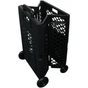 Grid trolley large-capacity plastic folding shopping cart four-wheel plastic folding luggage cart shopping trolley