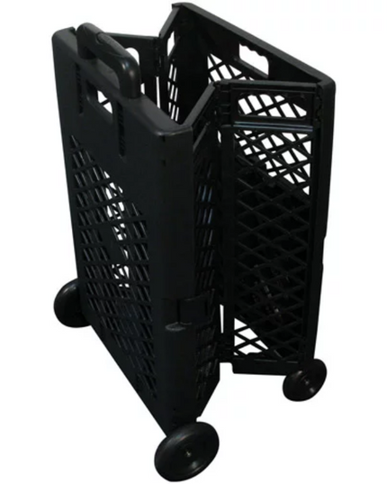 Grid trolley large-capacity plastic folding shopping cart four-wheel plastic folding luggage cart shopping trolley