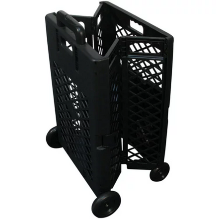 Grid trolley large-capacity plastic folding shopping cart four-wheel plastic folding luggage cart shopping trolley