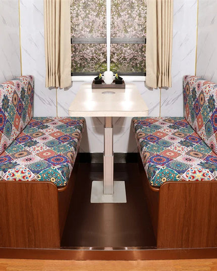 2pcs/set Elastic RV Dinette Cushions Covers Floral Print Spandex Armless Sofa Cover Camper Car Bench Cover Furniture Protector