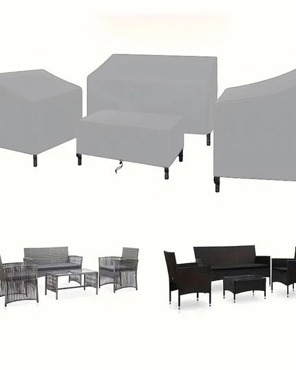 4pcs/Set Patio Furniture Covers, Heavy Duty Waterproof Outdoor Furniture Covers, Rattan Outdoor Furniture Windproof