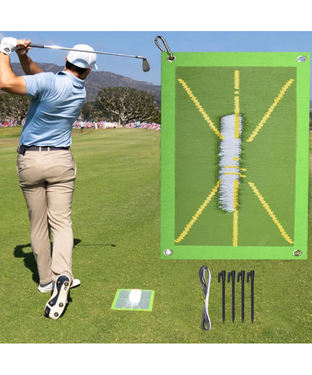 Golf Practice Mat, Indoor And Outdoor Golf Hitting Mat, Golf Training Auxiliary Mat Mat + 4 Floor Nails + 1 Hook