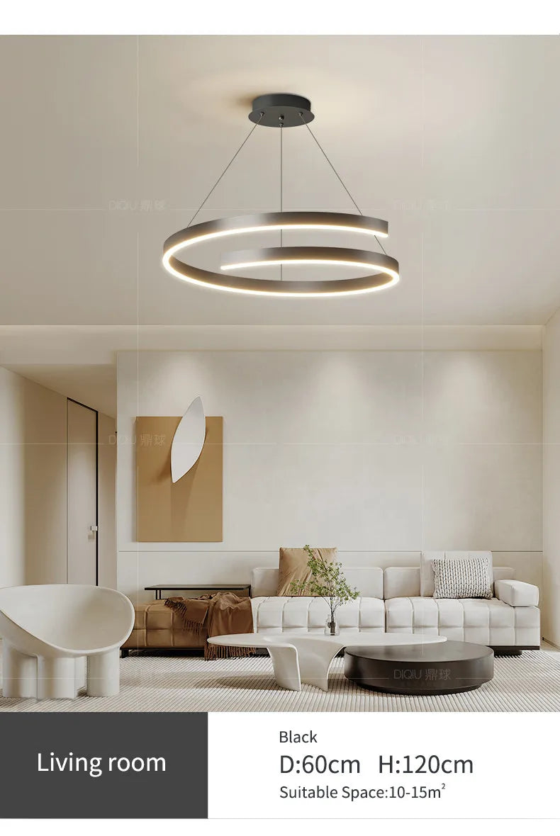 Modern LED spiral chandelier is suitable for living room dining room bedroom study villa home decoration lighting room decoratio