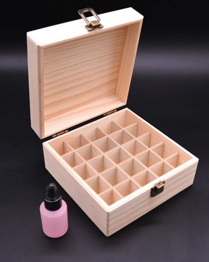 Essential Oil Wooden Storage Box 12/25 Slots Carry Organizer Essential Oil Bottles Aromatherapy Container Storage Box Case