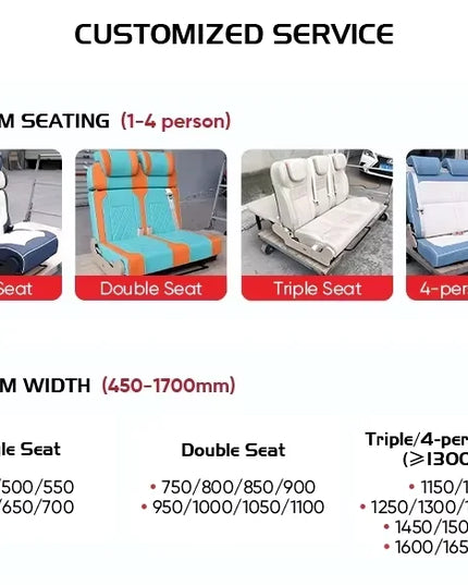 3-Person Trifold Folding Seat Beds PU Leather Modified Car Seats for Van Seats Benches Accessoires