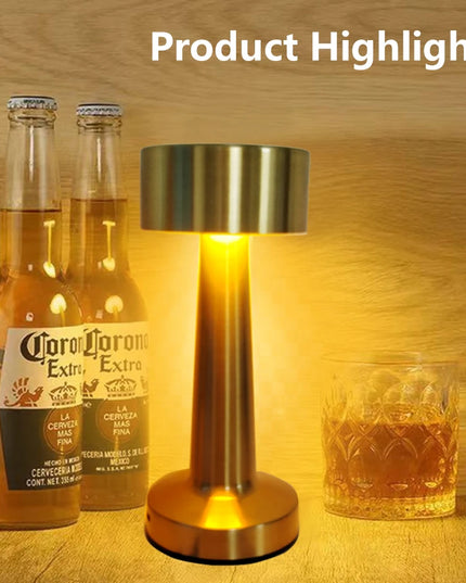 Rechargeable Led Table Lamp Retro Night Light Desk Bar Coffee Dining Room Home Decor Wireless 3 Colors Dimmable Touch Switch